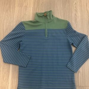 Crown & Ivy Green and Blue Striped Pullover